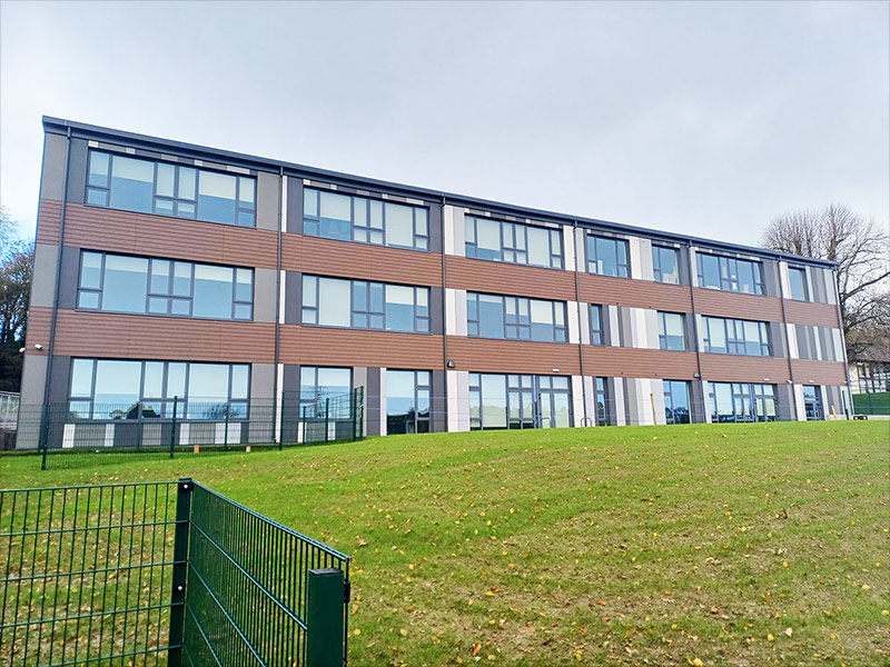 At St.Brogan's in Bandon, Sperrin Facades supplied and fitted around 1000m2 of Swisspearl facade. The architect, (Kobw Architects based in Cork) opted for Carat Black Opal and Nobilis Granite & Crystal panels from Swisspearl. Check out the link to see the pupils enjoying their new building. 